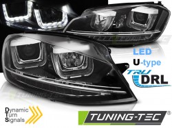 HEADLIGHTS U-LED LIGHT DRL BLACK SEQ fits VW GOLF 7 11.12-17